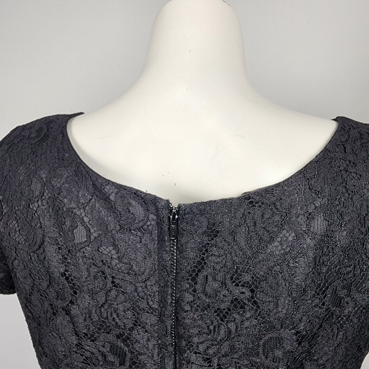 Vintage Laurence Dress Black Lace Sheath Belted Dress Size S