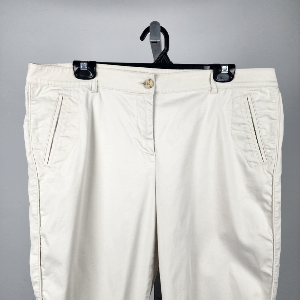 J. Jill Live-in Chino Cream Cotton Blend Straight Leg Pants Size 16