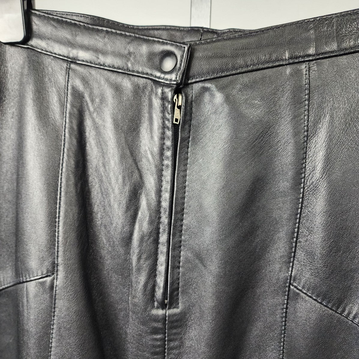 Vintage Black Leather Pencil Skirt Size S