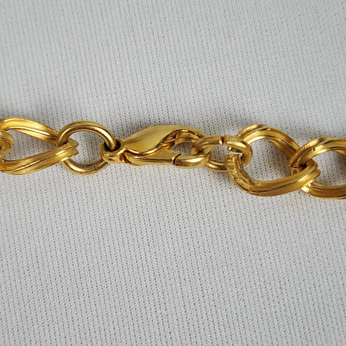Vintage Matt Gold Tone Etched Statement Necklace