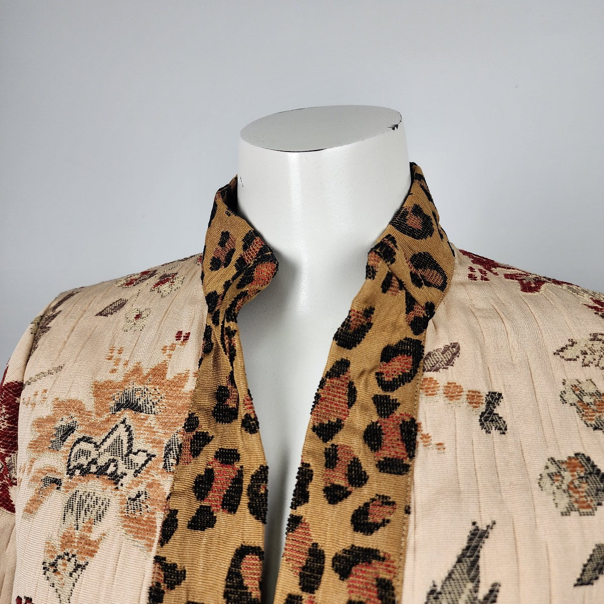 Laura Ashley Brown Floral Animal Print Kimono Jacket Size S