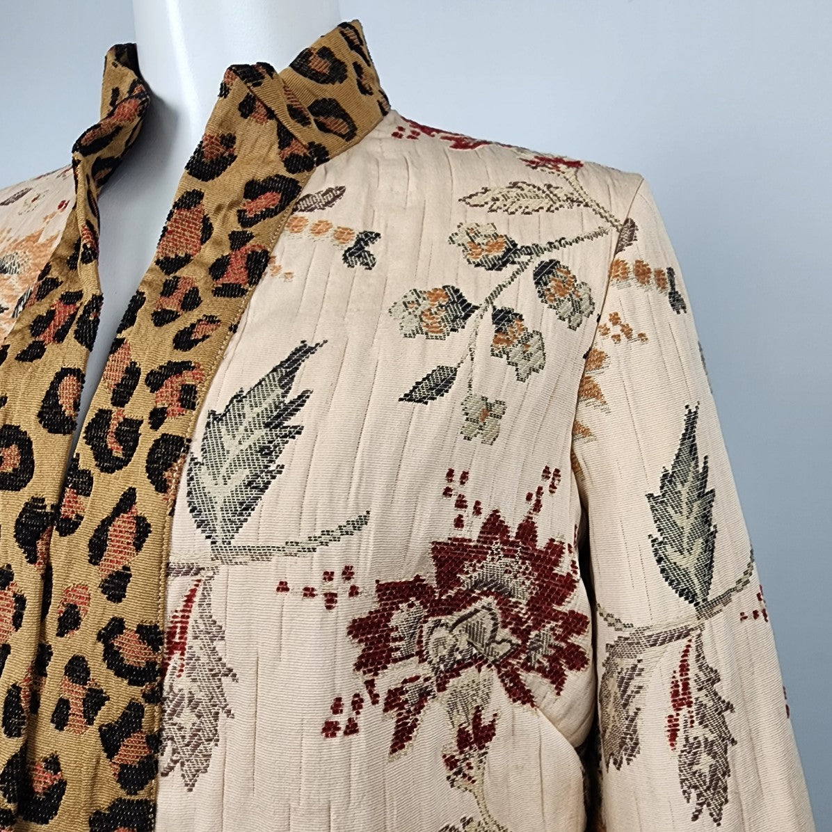 Laura Ashley Brown Floral Animal Print Kimono Jacket Size S