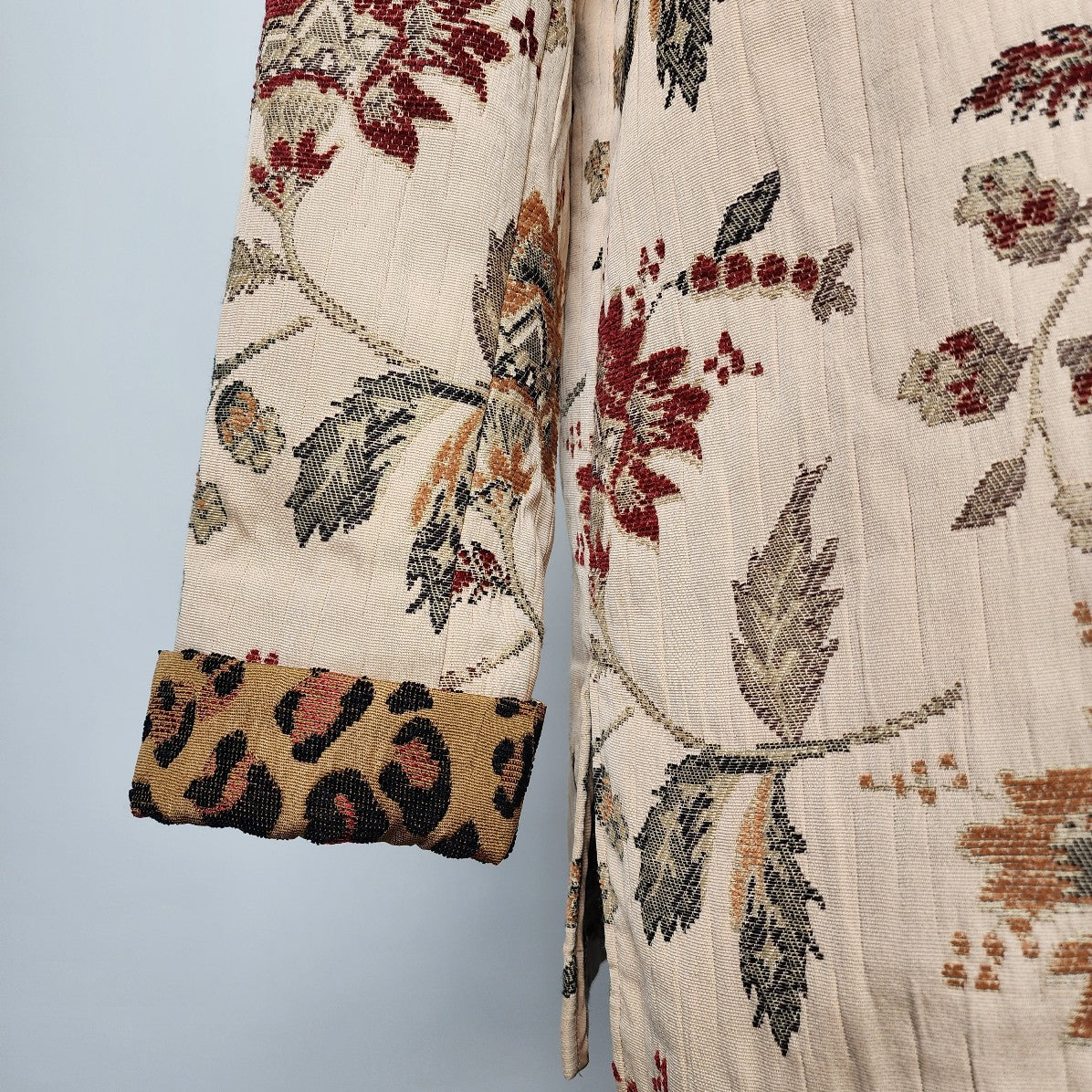 Laura Ashley Brown Floral Animal Print Kimono Jacket Size S