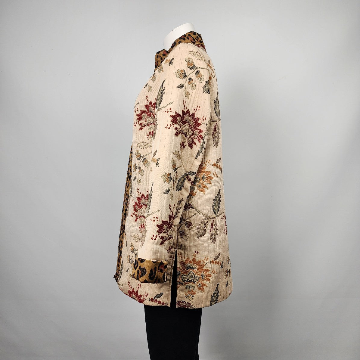 Laura Ashley Brown Floral Animal Print Kimono Jacket Size S
