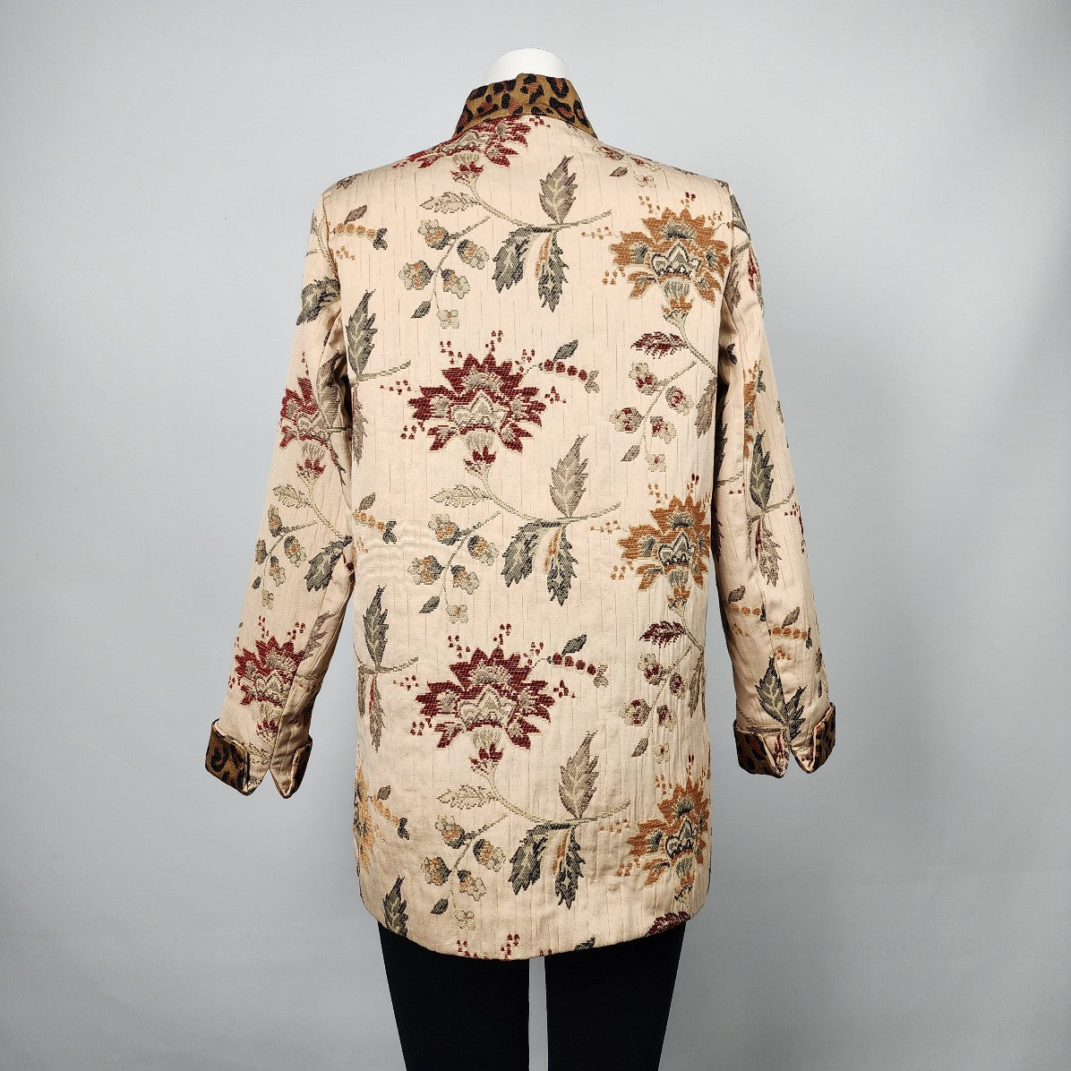 Laura Ashley Brown Floral Animal Print Kimono Jacket Size S