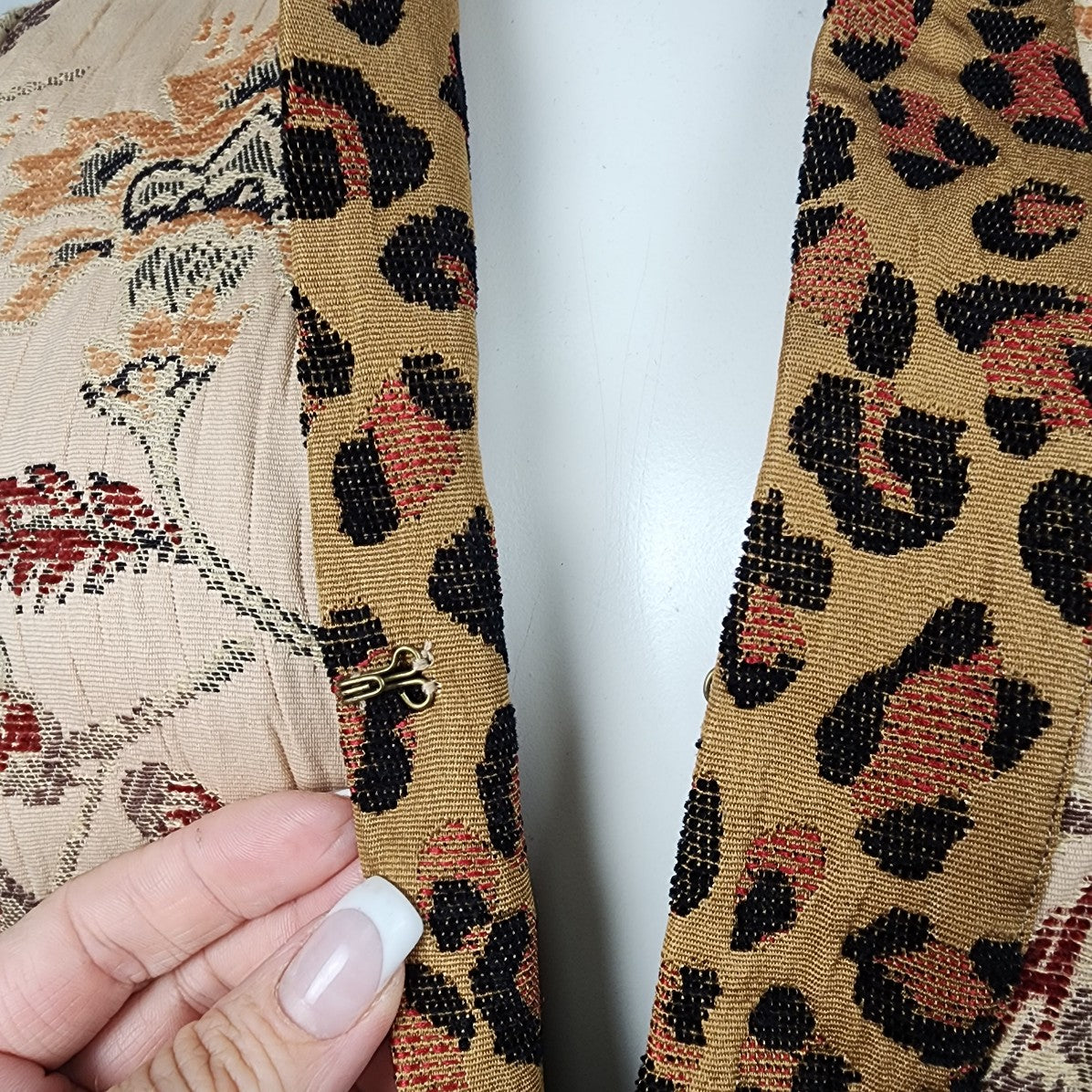 Laura Ashley Brown Floral Animal Print Kimono Jacket Size S
