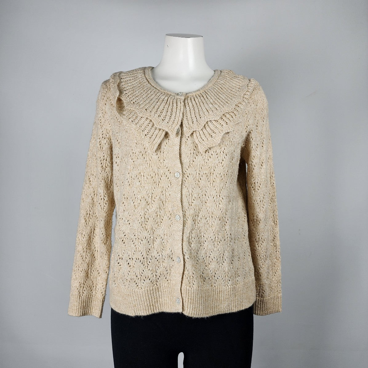 Cream button shop up cardigan