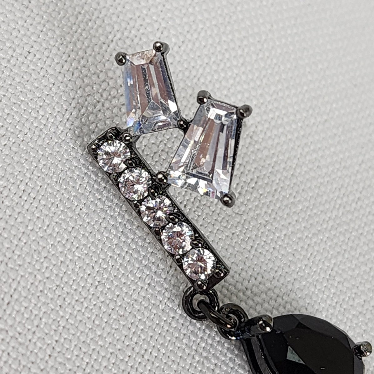 Fifth Avenue Collection Black Teardrop Faceted Stone Rhinestone Earrings