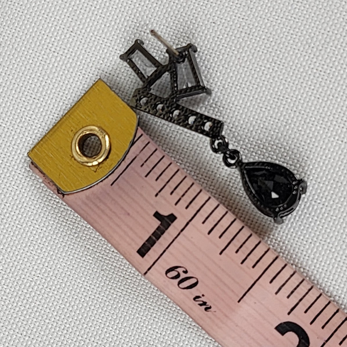 Fifth Avenue Collection Black Teardrop Faceted Stone Rhinestone Earrings