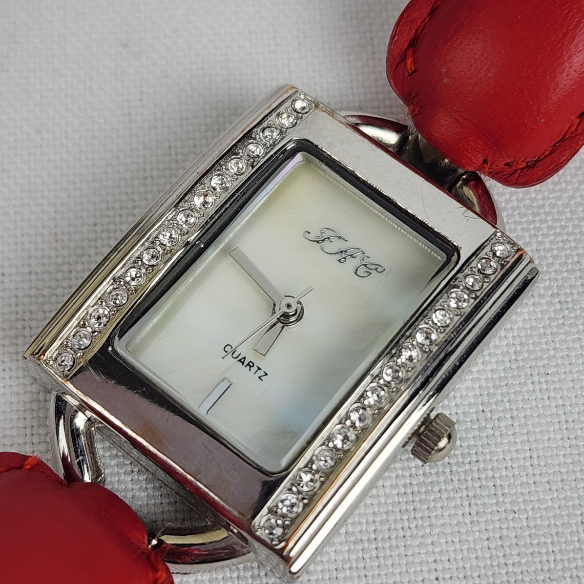 Fifth Avenue Collection Red Leather Silver Tone Watch
