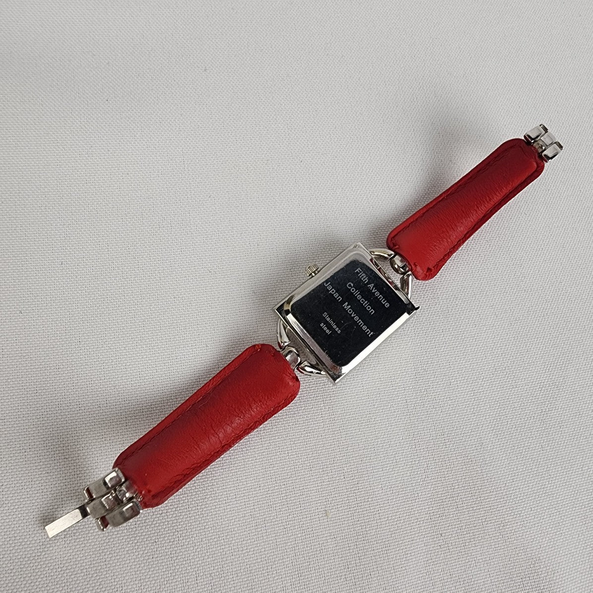 Fifth Avenue Collection Red Leather Silver Tone Watch