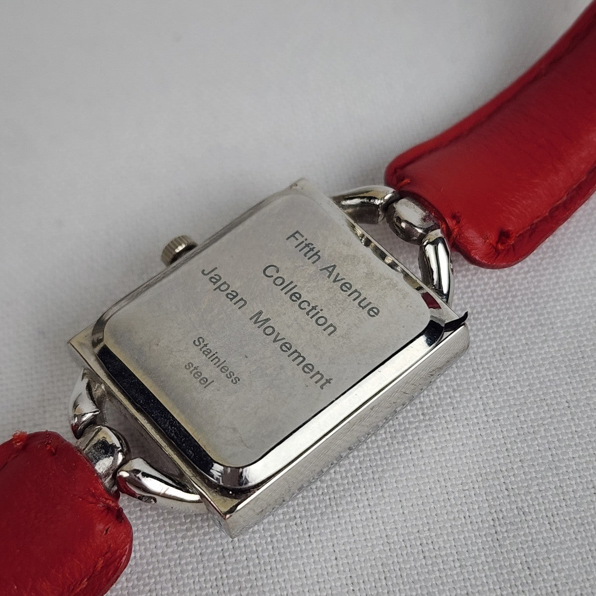 Fifth Avenue Collection Red Leather Silver Tone Watch