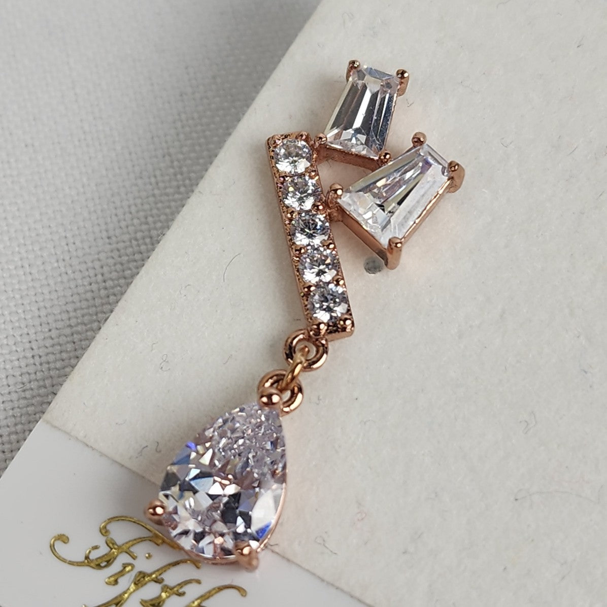 Fifth Avenue Collection Gold Tone Clear Rhinestones Teardrop Crystal Earrings