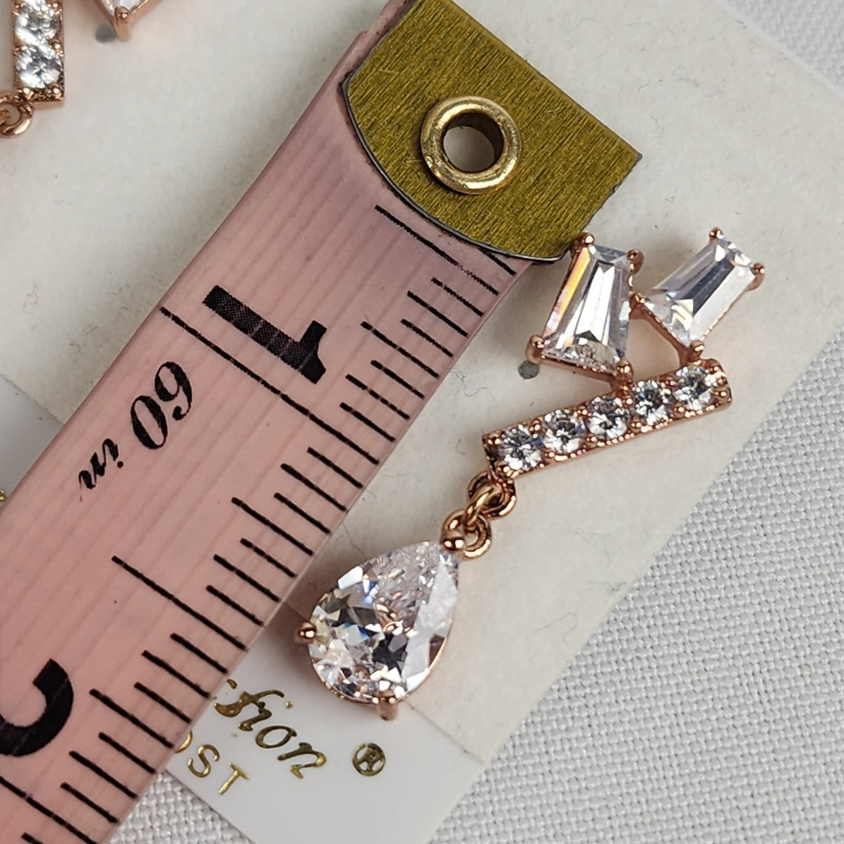 Fifth Avenue Collection Gold Tone Clear Rhinestones Teardrop Crystal Earrings