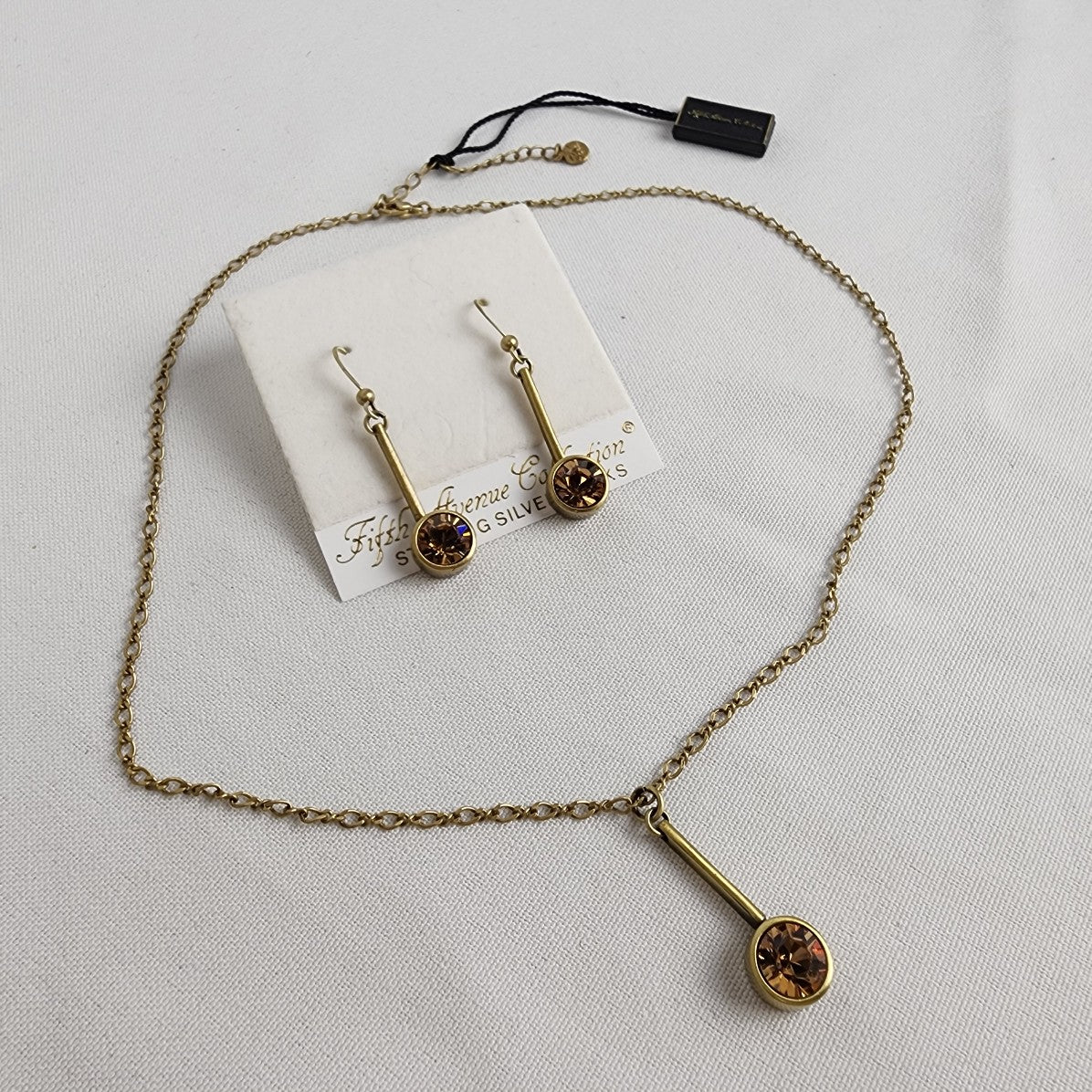 Fifth Avenue Collection Bronze Drop Pendant Necklace & Drop Earrings Set