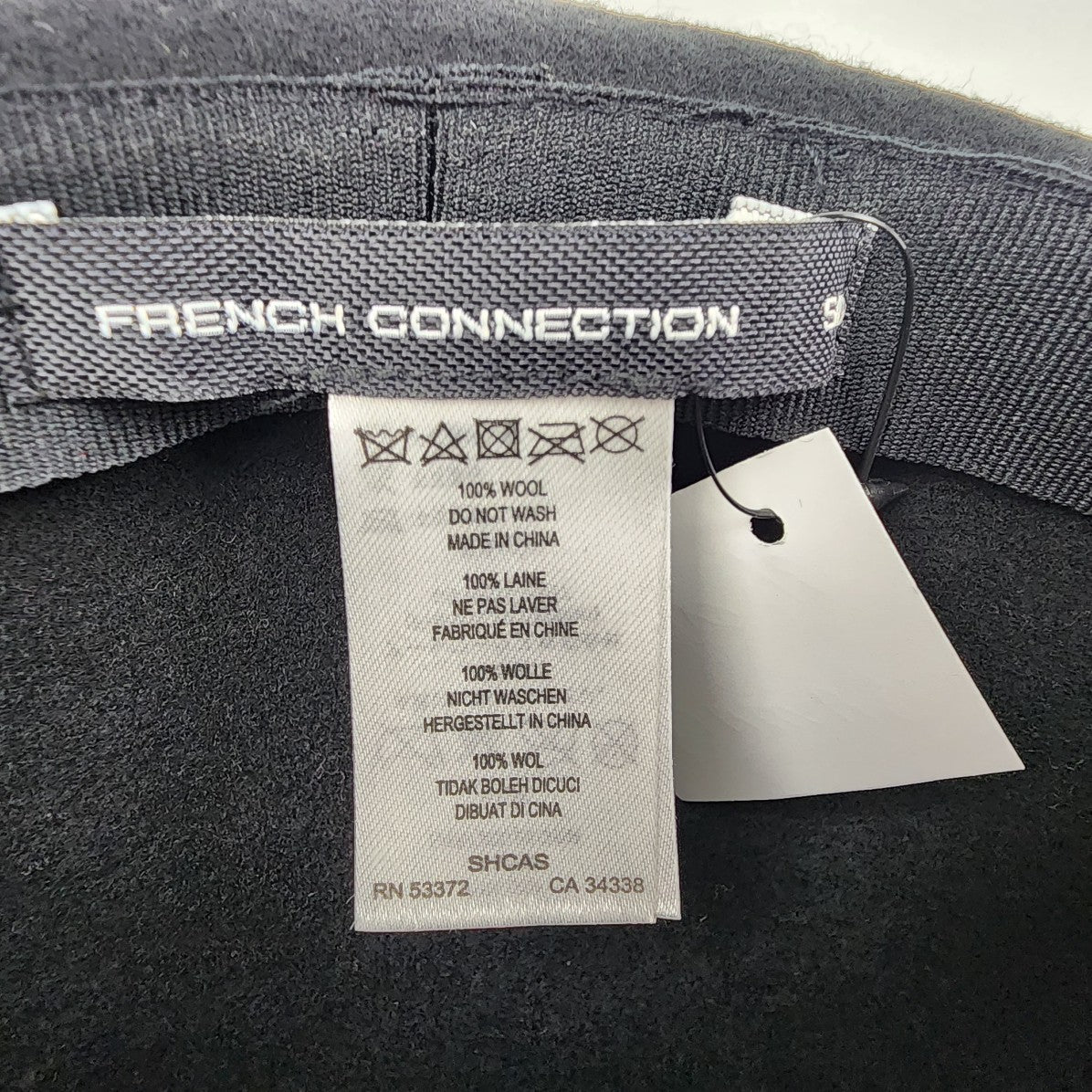 French Connection Black Wool Wide Brim Hat