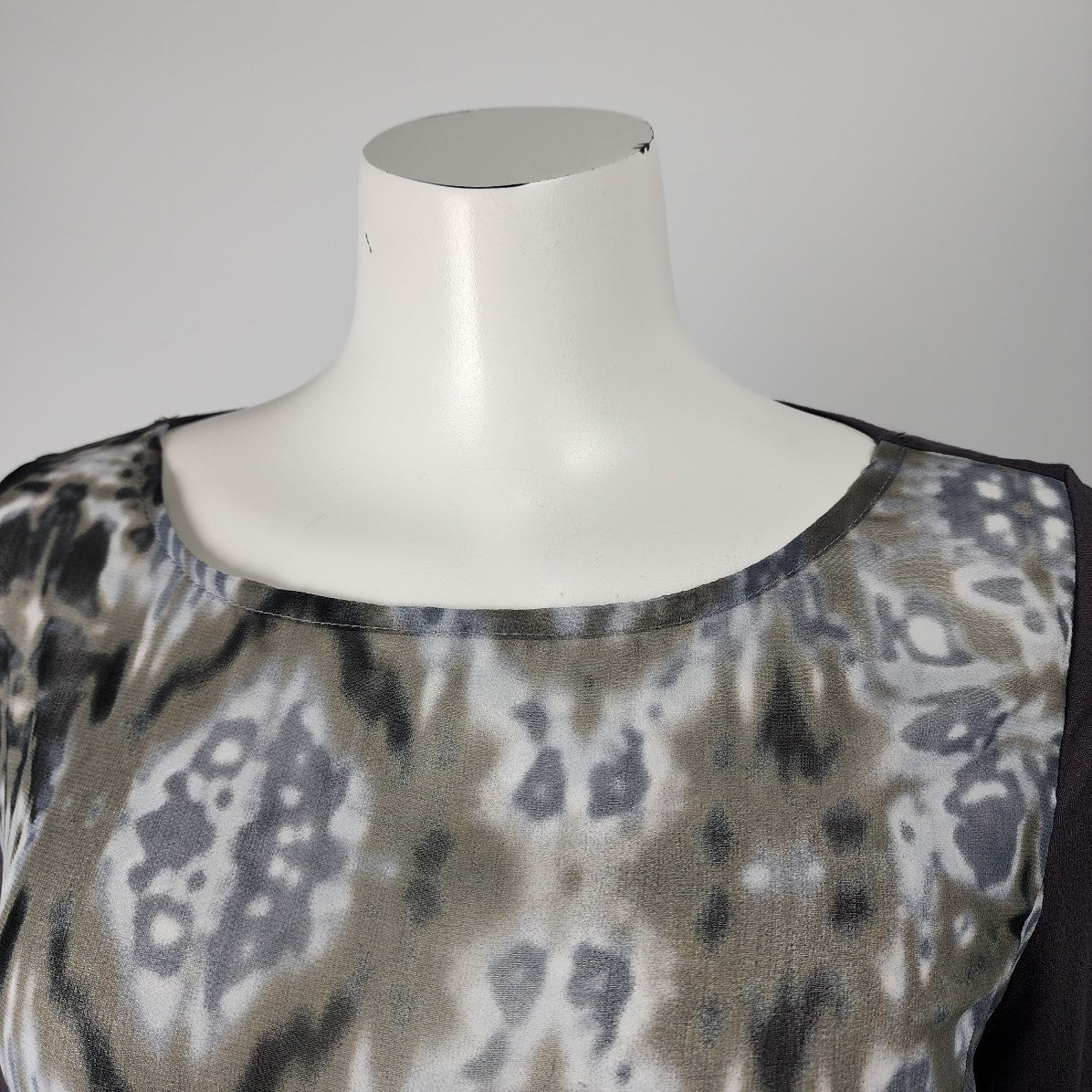 Ronen Chen Grey Chiffon Kaleidoscope Print Tunic Top Size M