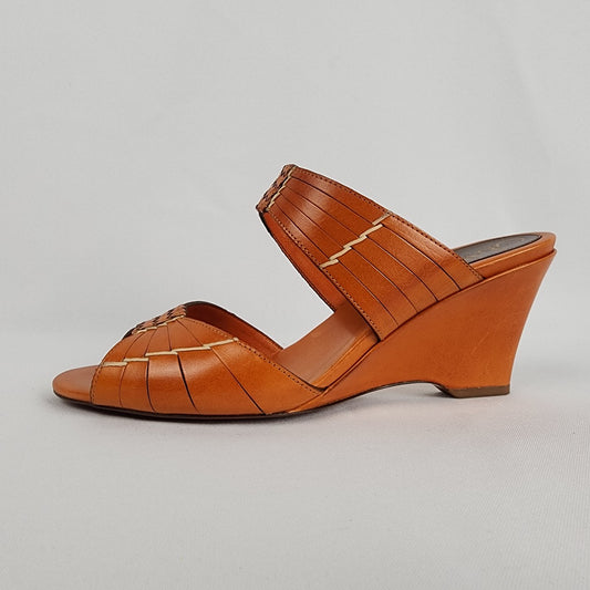 Cole Haan Orange Leather Slide Heeled Sandals Size 9.5