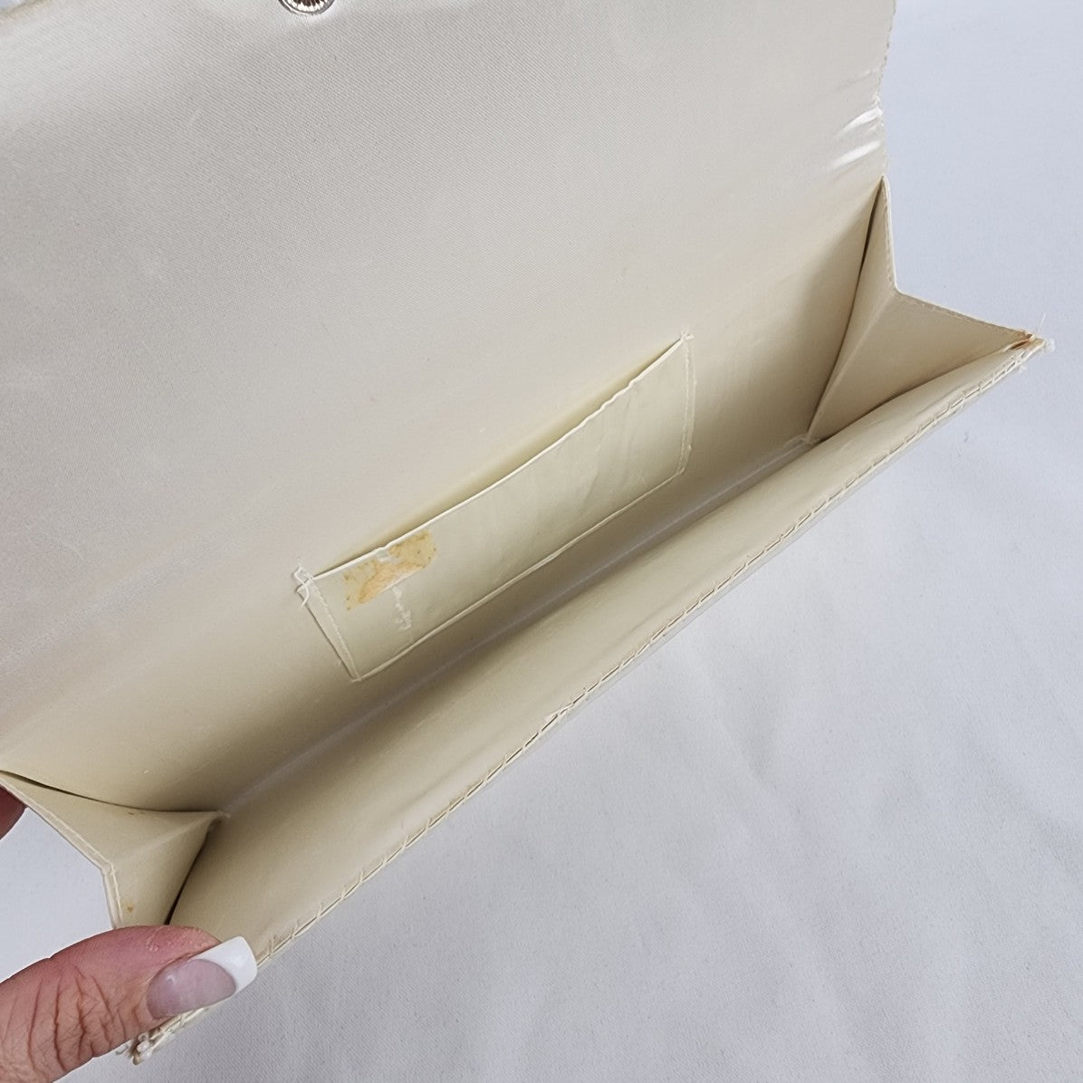 Vintage White Beaded Envelope Clutch Purse