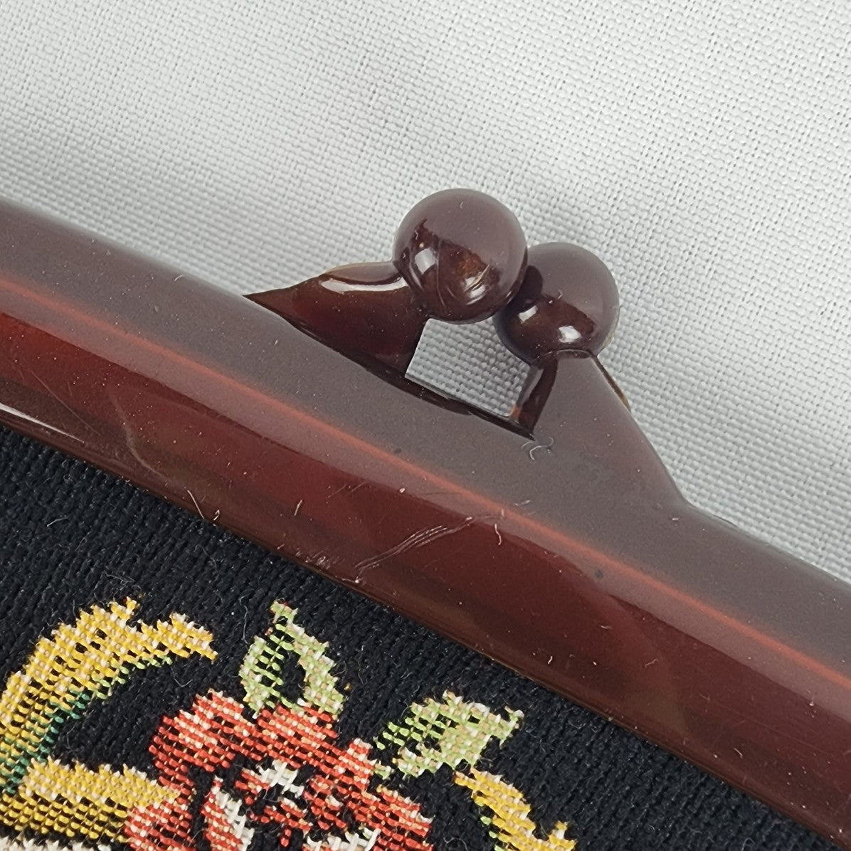 Vintage Brown Floral Embroidered Clutch Purse