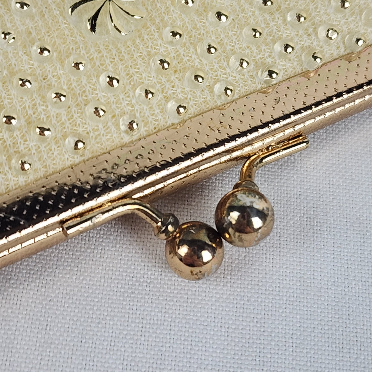 Vintage Gold Tone Floral Beaded Clutch Purse