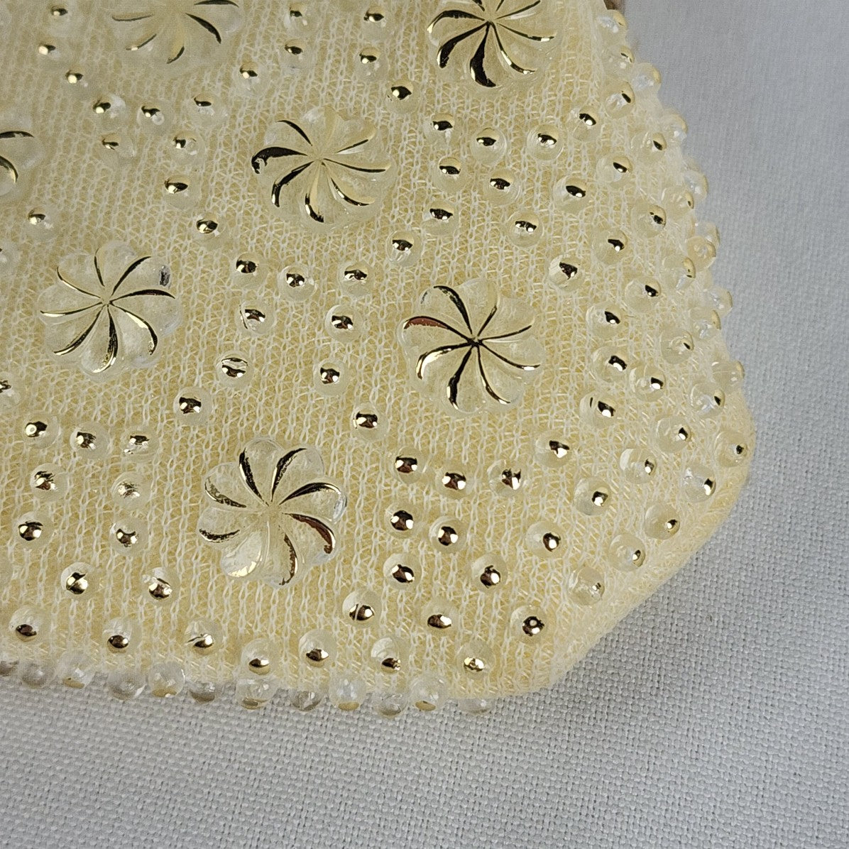 Vintage Gold Tone Floral Beaded Clutch Purse