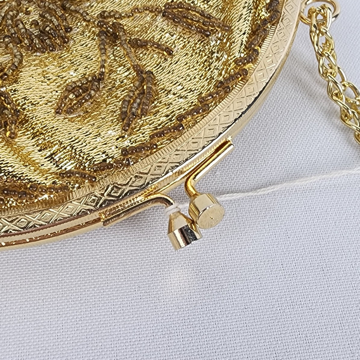 Vintage La Regale Gold Floral Beaded Clutch Purse