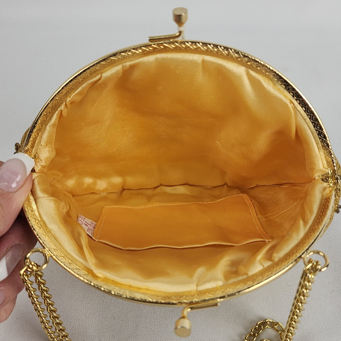 Vintage La Regale Gold Floral Beaded Clutch Purse