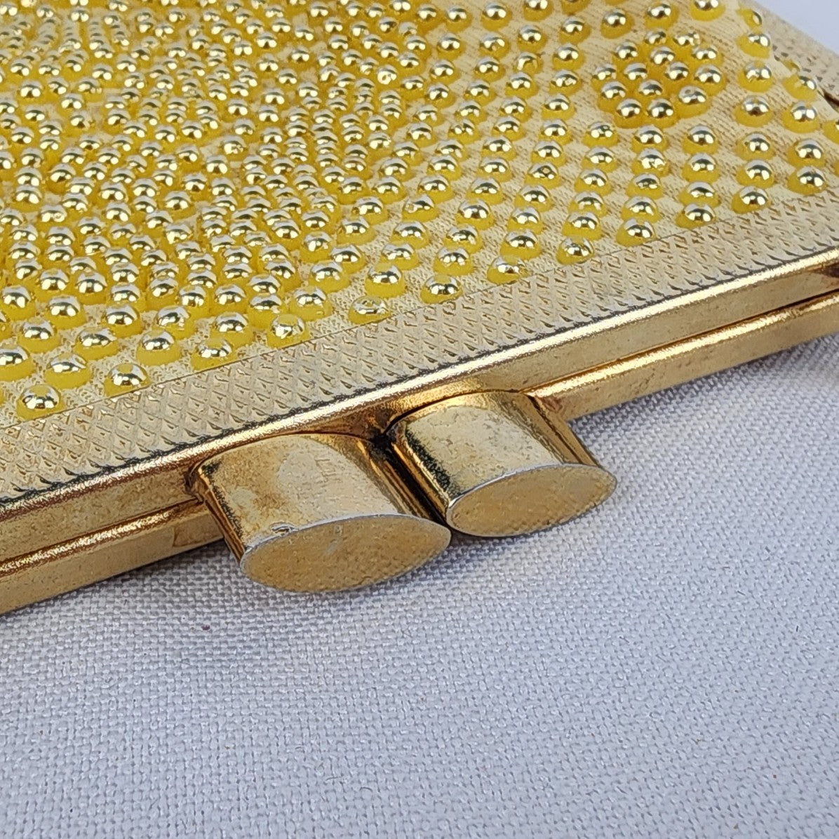 Vintage Gold Tone Yellow Beaded Clutch Purse