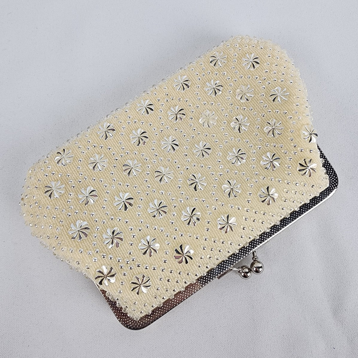 Vintage Silver Beaded Clutch Purse