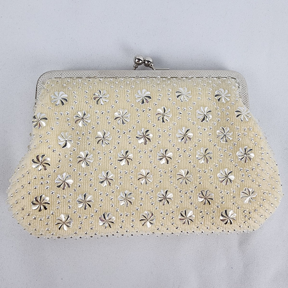 Vintage Silver Beaded Clutch Purse