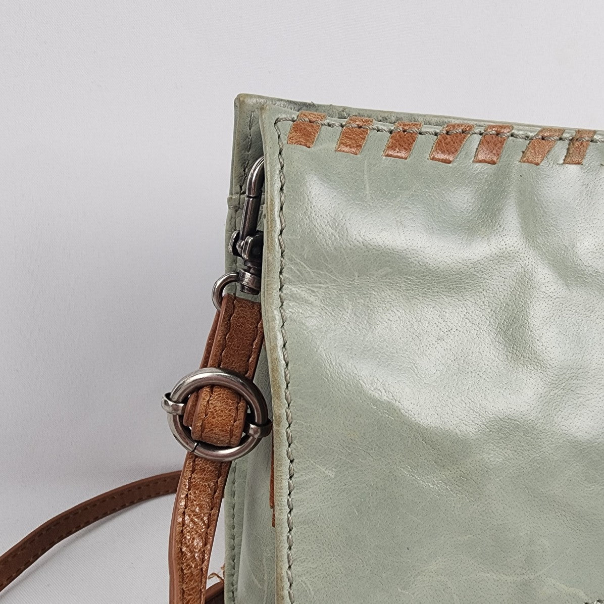 The Sac Green Leather Beaded Detail Crossbody Purse