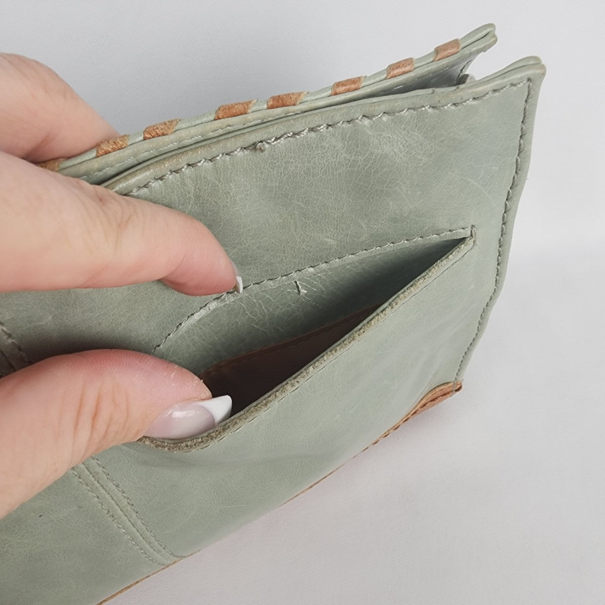 The Sac Green Leather Beaded Detail Crossbody Purse