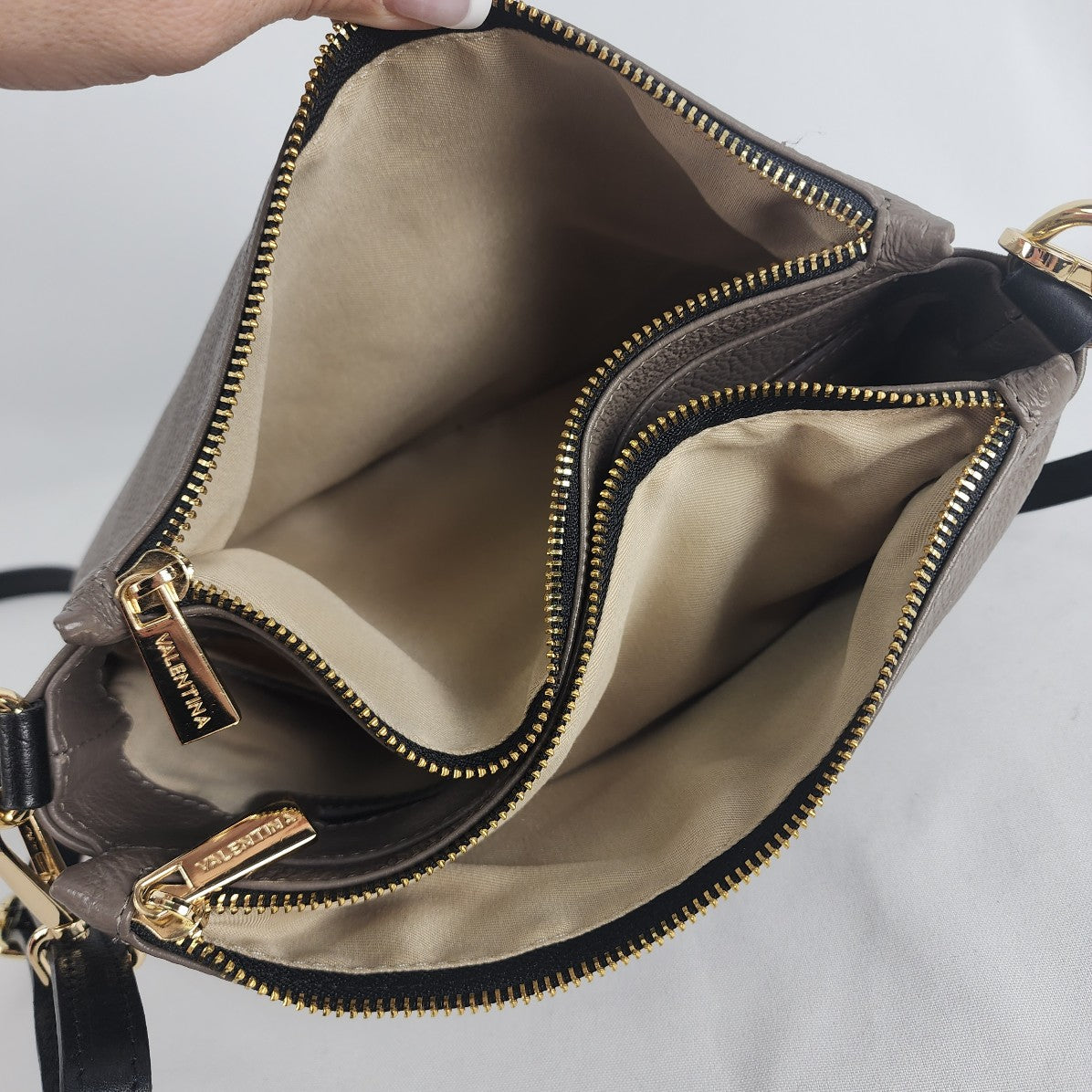 Valentina Grey Leather Cross Body Purse