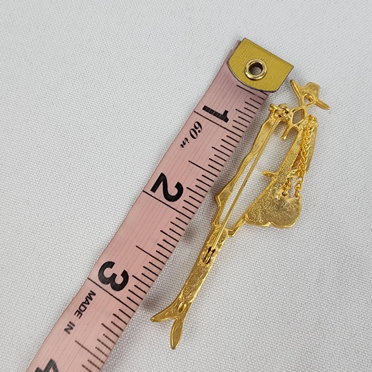Vintage Gold Tone Lady With Purse Brooch