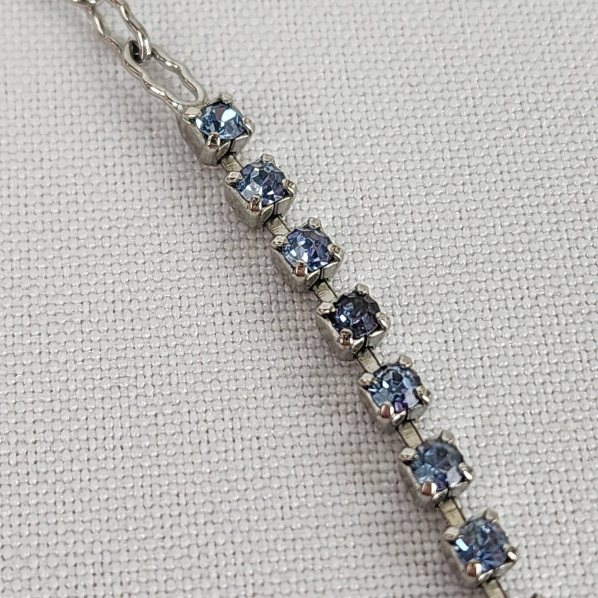 Vintage Silver & Blue Rhinestone Choker Necklace