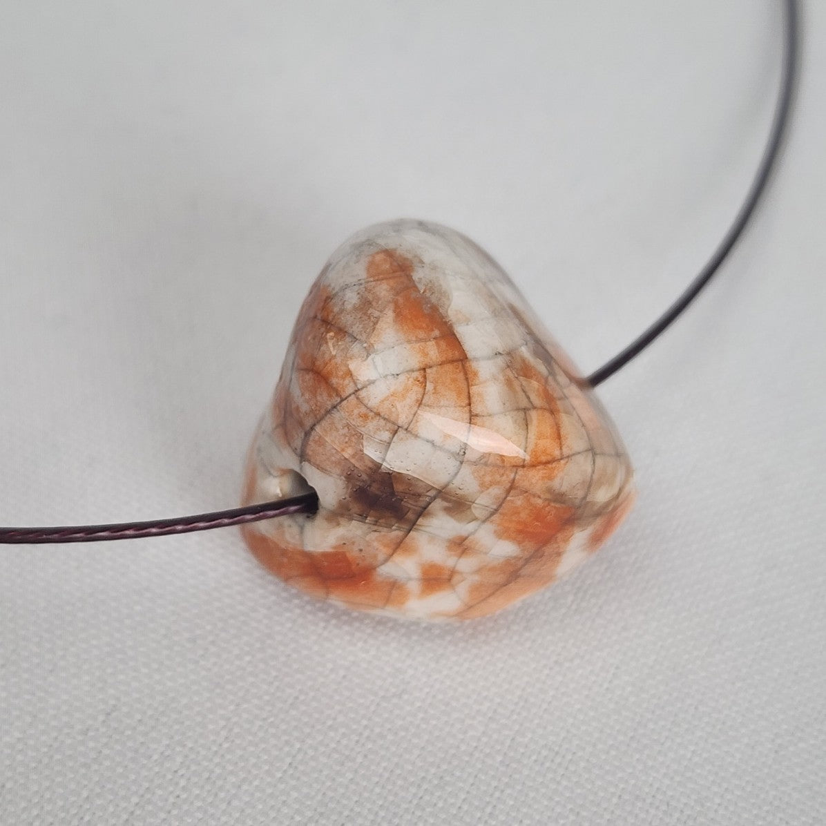 Orange Polished Natural Stone Cord Necklace