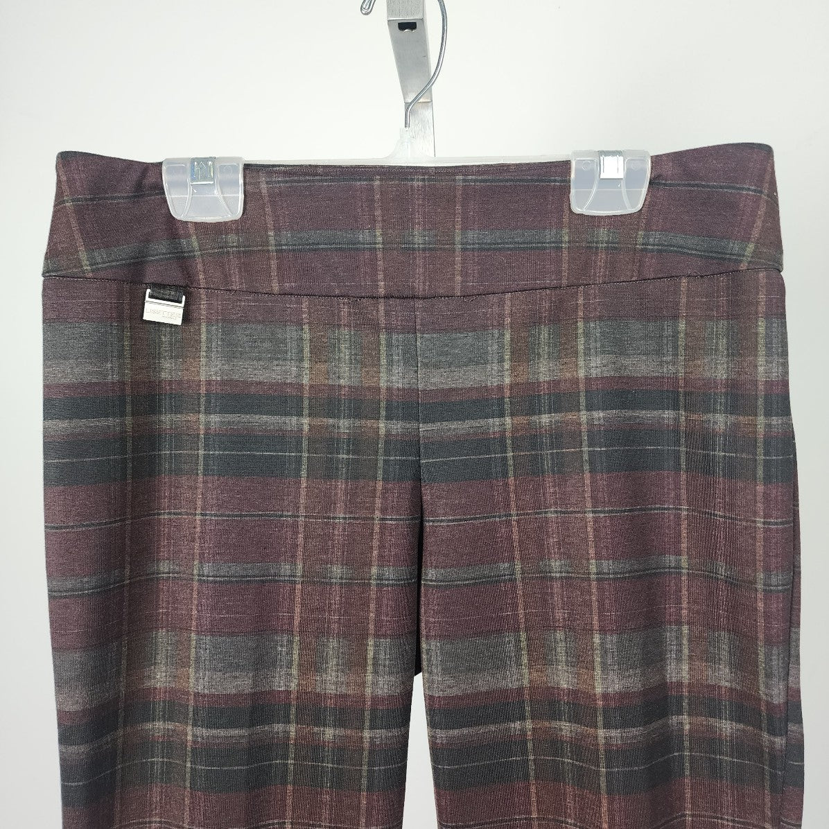 Lisette Burgundy Plain Straight Leg Cuffed Pants Size M/L