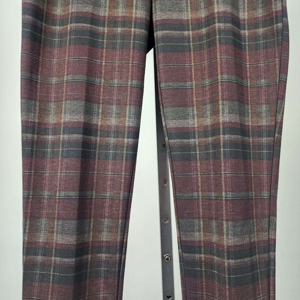 Lisette Burgundy Plain Straight Leg Cuffed Pants Size M/L
