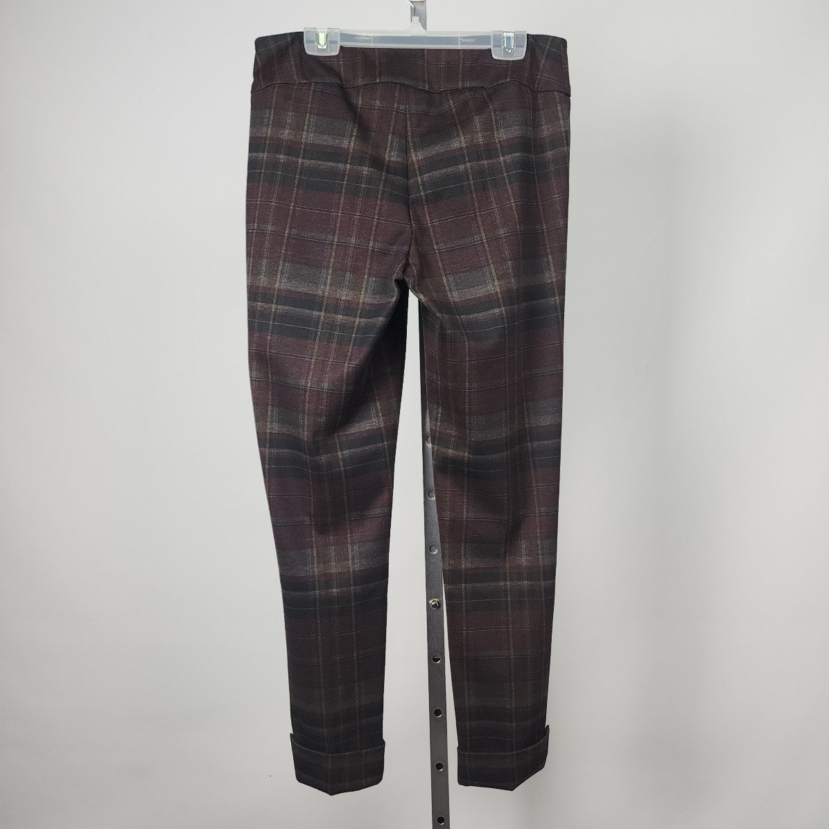 Lisette Burgundy Plain Straight Leg Cuffed Pants Size M/L