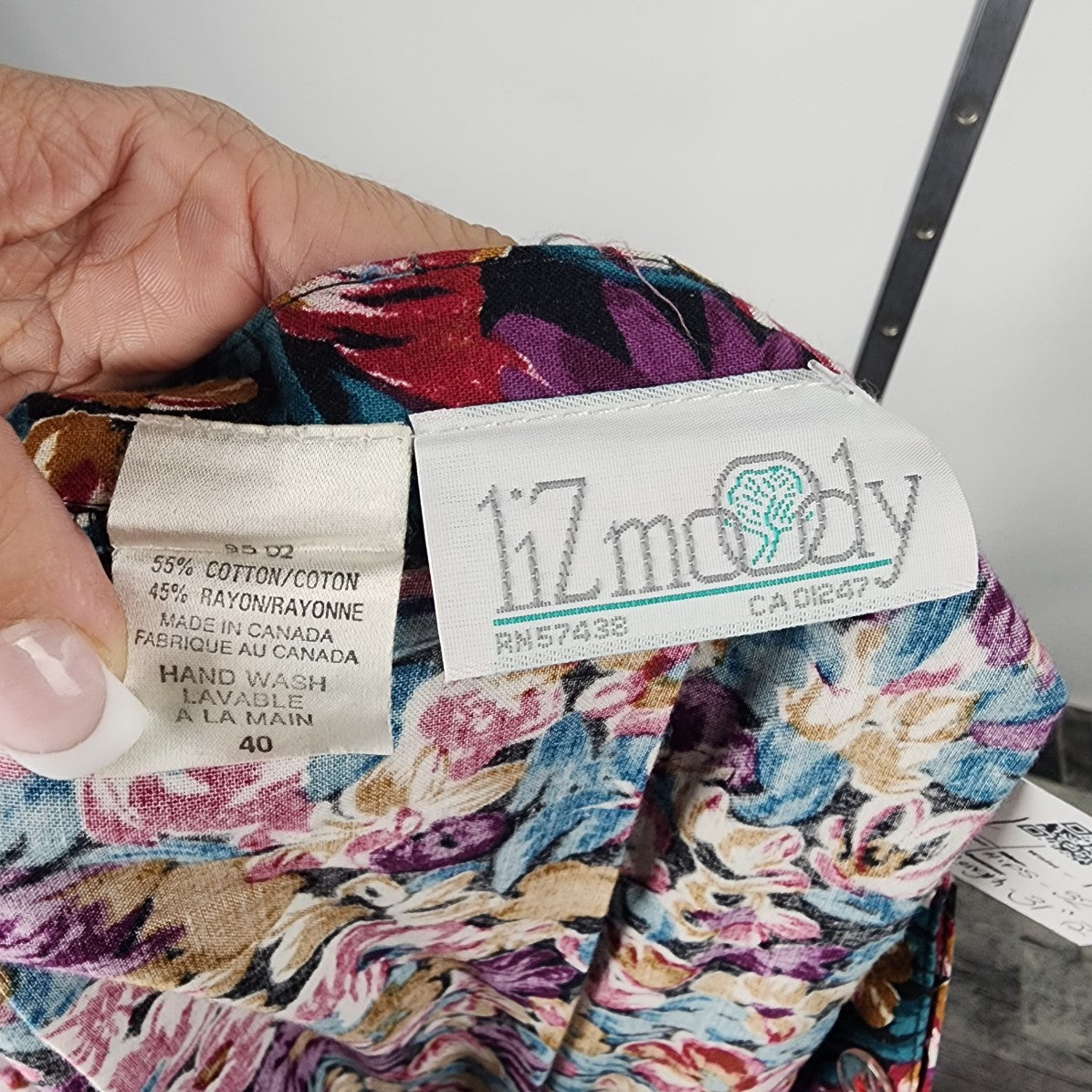 Vintage Liz Moody Purple Floral Midi Skirt Size M/L