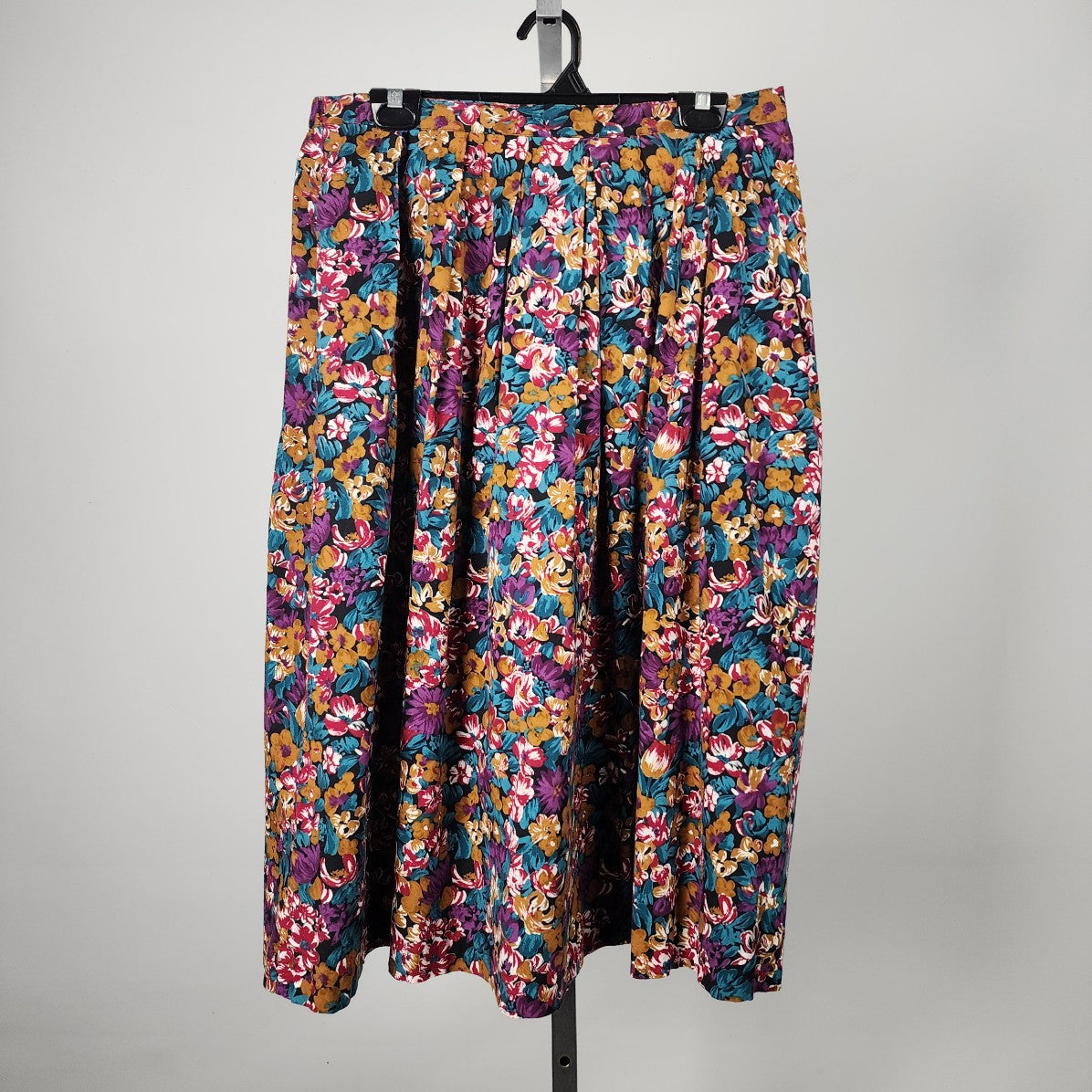 Vintage Liz Moody Purple Floral Midi Skirt Size M/L