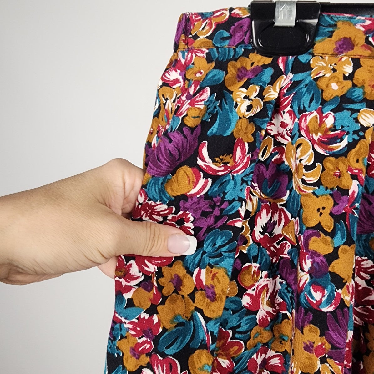 Vintage Liz Moody Purple Floral Midi Skirt Size M/L