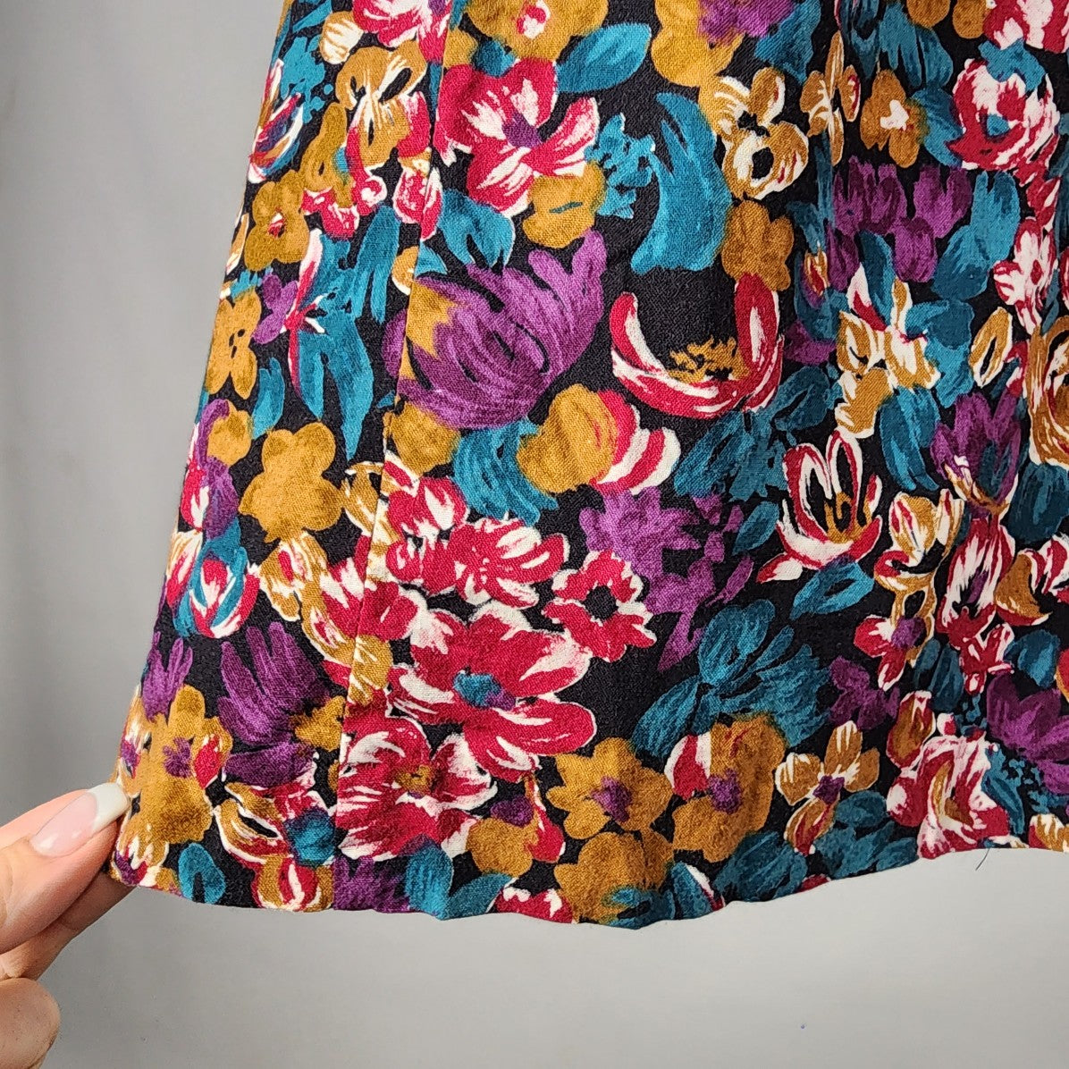 Vintage Liz Moody Purple Floral Midi Skirt Size M/L