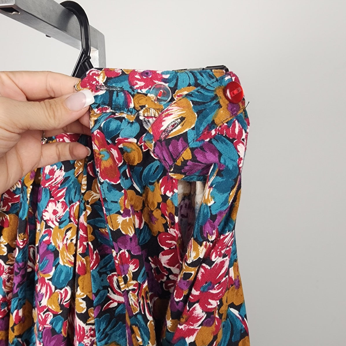 Vintage Liz Moody Purple Floral Midi Skirt Size M/L