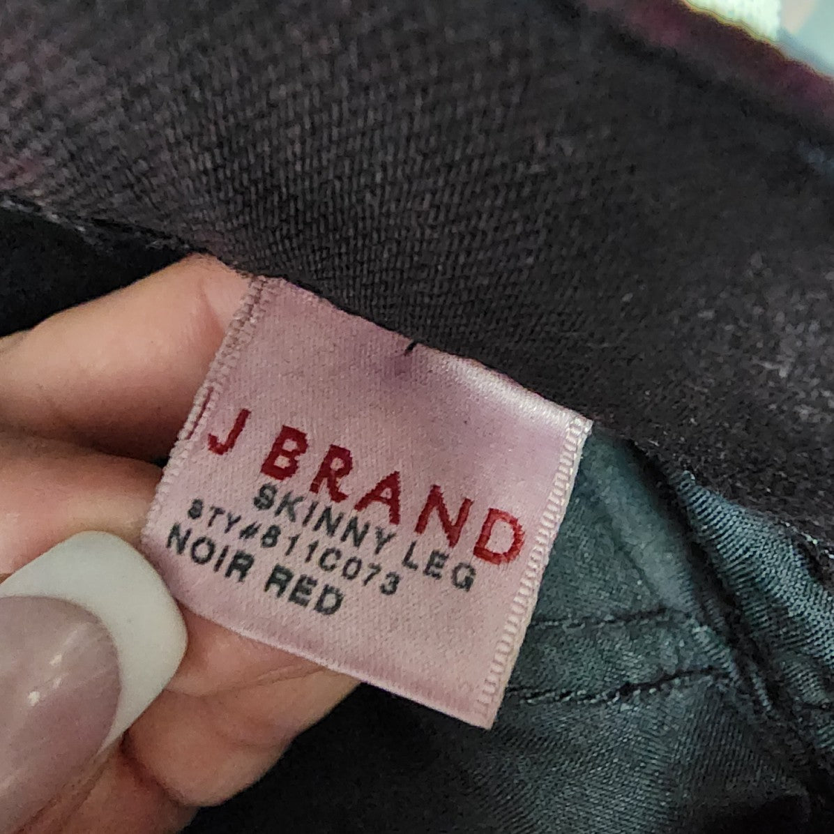 J Brand Skinny Leg Mid Rise Noir Red Cotton Denim Pants Size 29