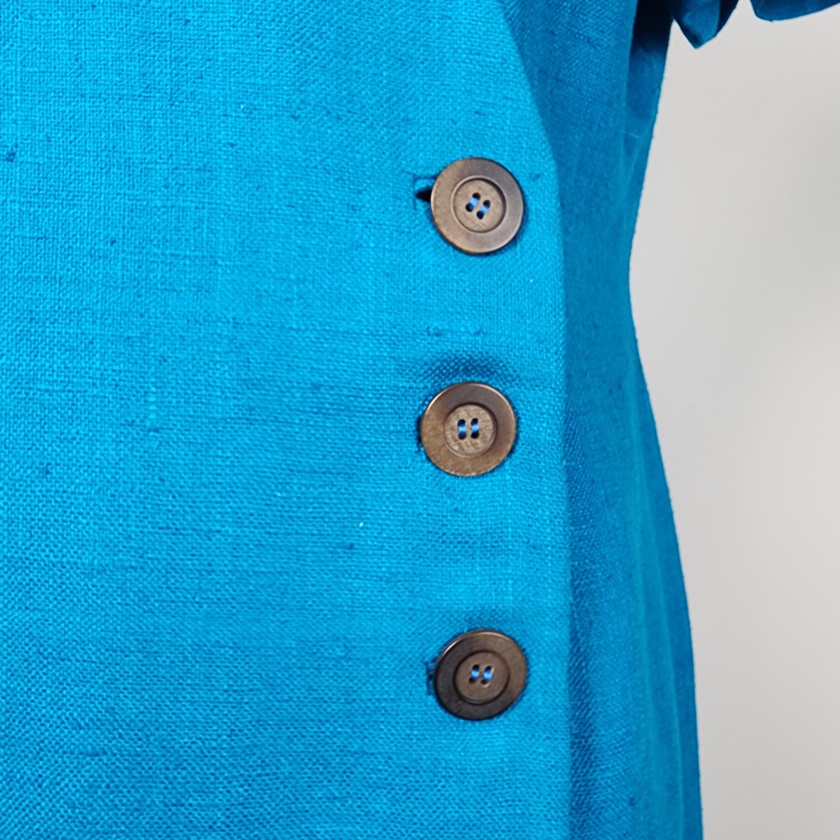 Maggy London Blue Silk Tweed Button Up Wrap Dress Size 14