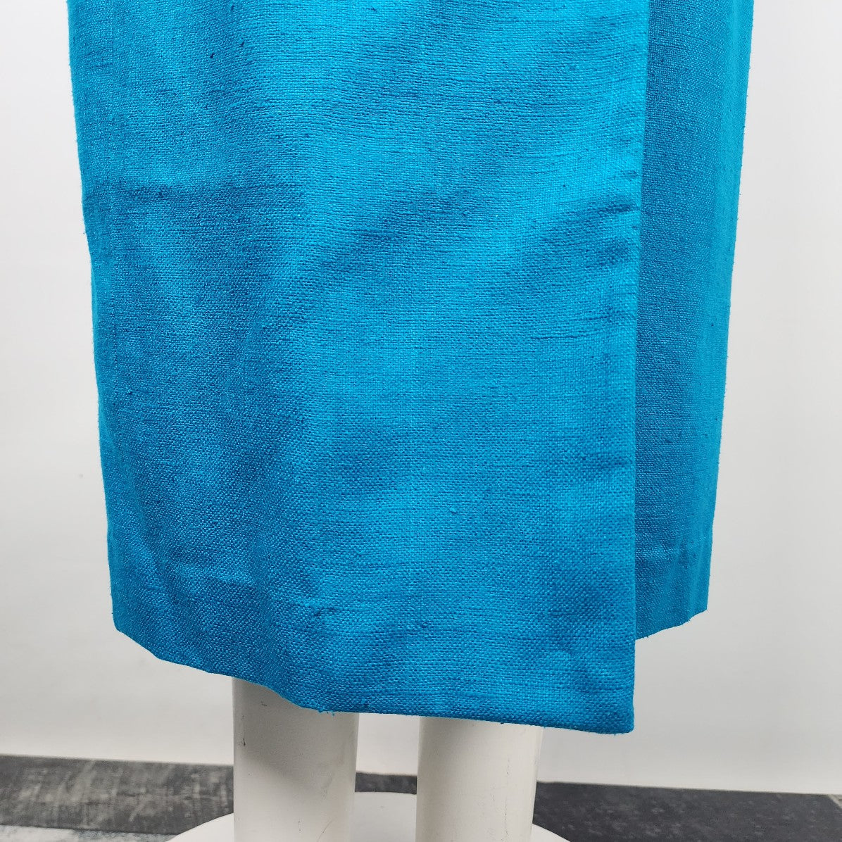Maggy London Blue Silk Tweed Button Up Wrap Dress Size 14