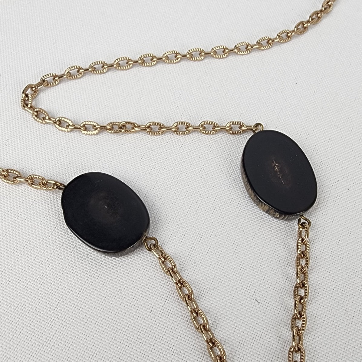 Vintage Brown & Gold Pendant Chain Necklace