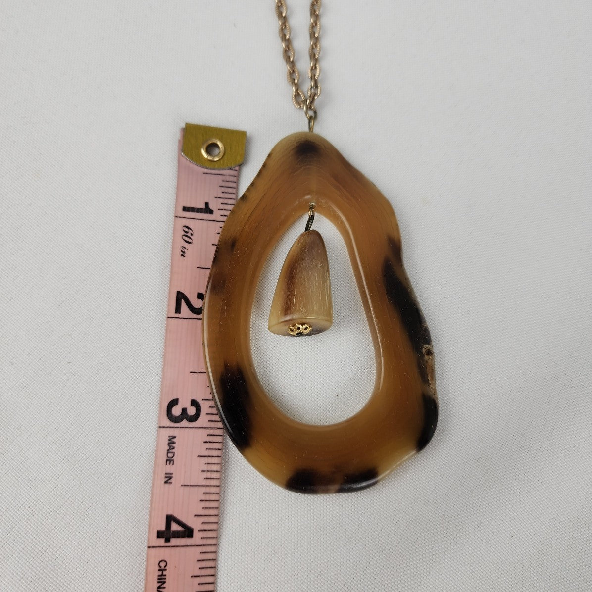 Vintage Brown & Gold Pendant Chain Necklace